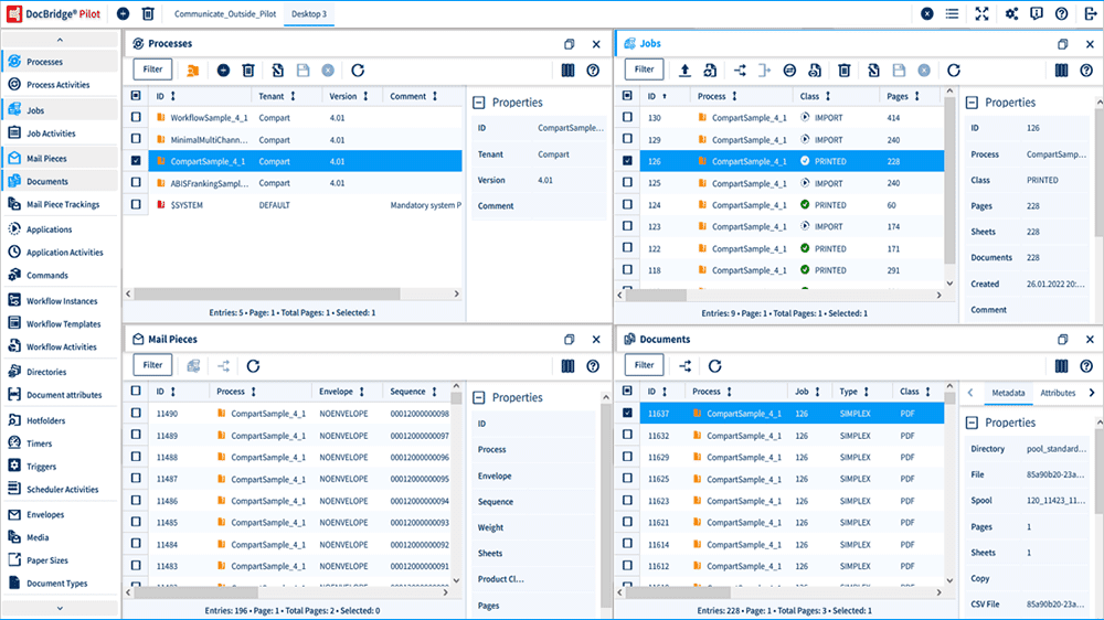 OMS Output Management System - DocBridge Software UI